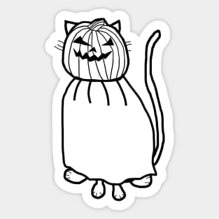 Cute Cat Wearing Halloween Horror Costume Minimal Line Art Sticker